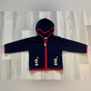 VTG The Grinch Universal Studios Kids Zip Up Fleece Sweater Size 2T
